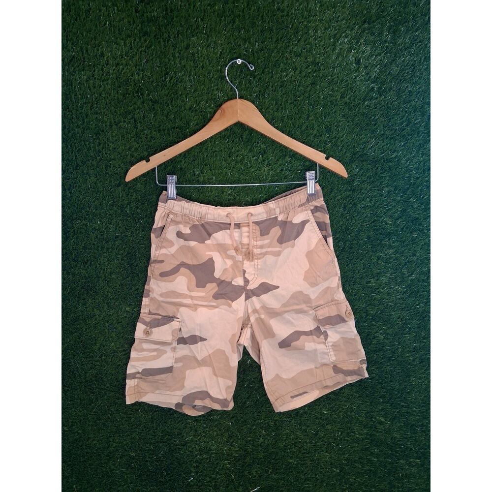 Gap Kids Boys Desert Camo Cargo Shorts Beige Tan Size XL 12 Drawstring Waist